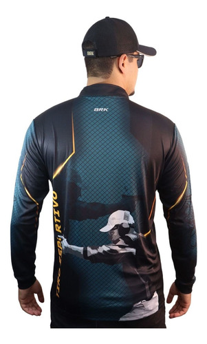 Imagem 3 de 7 de Camisa Tiro Esportivo Brk Azul Com Preto Com Fpu 50+