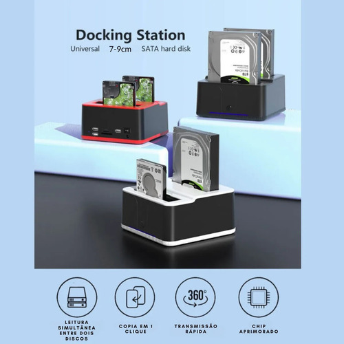 Knup Dock Station Case Hd Sata Pendrive Sd Usb 3.0 Knup Preto
