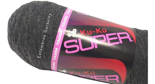 Estambre Ku-ku Super Tubo De 200 Gramos Color Gris Oscuro