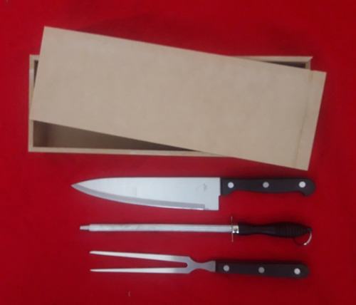Set Cubiertos Para Asado: Cuchilla+trinchante+chaira+caja