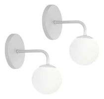 Comprar Kit 2 Luminárias Parede Arandela Bolinha Globo Vidro Prata