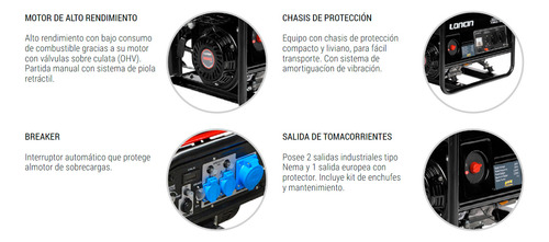 Generador Electrico Bencina Loncin 220v 2200watts Tecnodeliv
