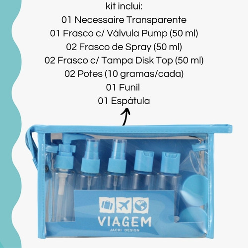 Imagem 3 de 7 de Kit De Frascos P/ Viagem De 10 Peças Pink Potes Cosméticos