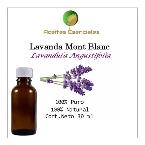 Aceite Esencial Lavanda Mont Blanc 100% Puro Y Natural 30 Ml