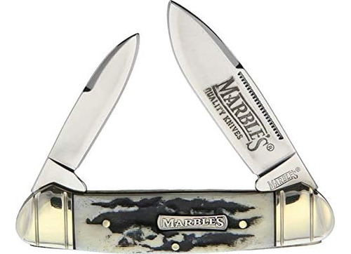 Mr478 Cuchillo Plegable De Canoa Grande Negro Ciervo