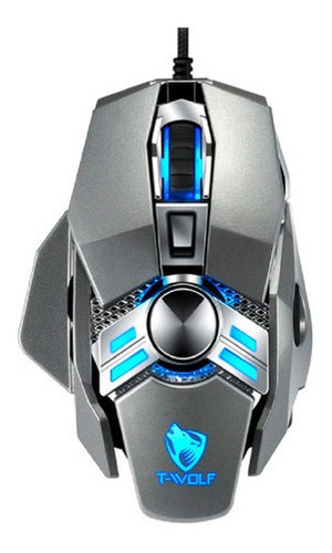 Mouse Gamer Cableado T-wolf V10 6400dpi Peso Ajustable Color Gris