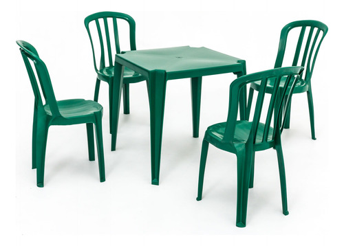 Conjunto De Mesa E 4 Cadeiras De Plástico Bistrô Color 182kg