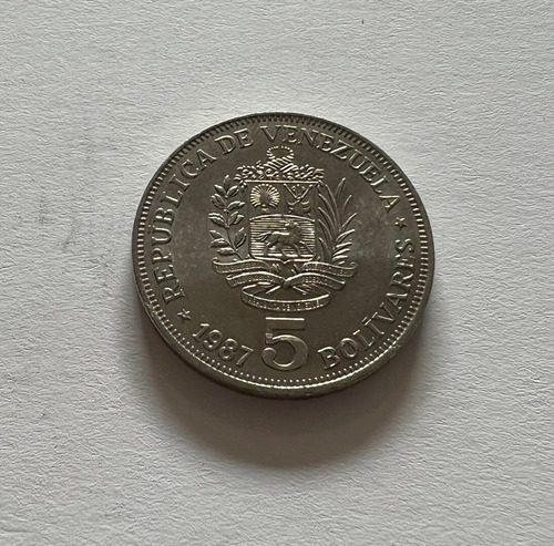 Moneda Venezuela 5 Bolívares 1987 Xf