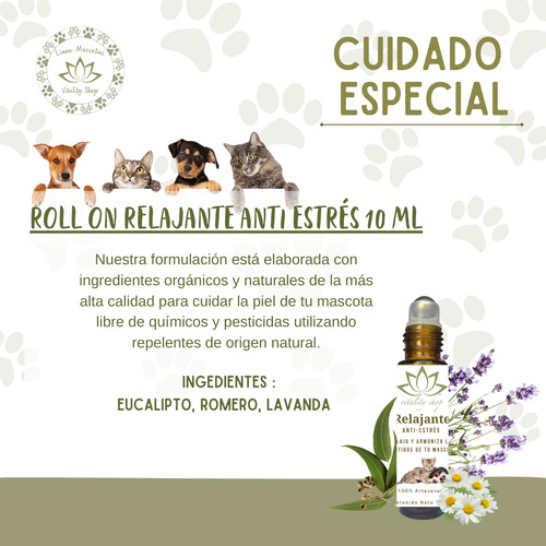 Roll On Relajante Anti Estrés Perro Gato Mascotas 10 Ml