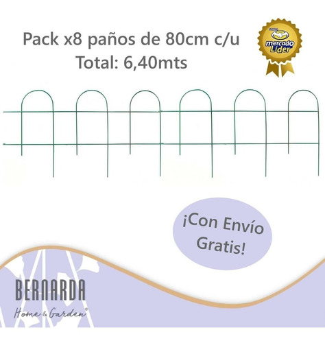 Imagen 3 de 10 de Cerco Decorativo De Hierro Jardin X 6,40mt Blanco Verde