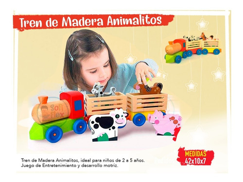 Juego Didactico Montessori Tren De Madera Animalitos