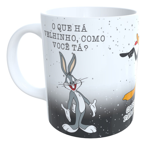 Caneca Pernalonga & Patolino Animado Frases Engraçadas + Cxa
