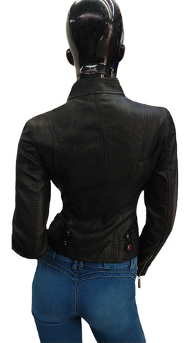 Imagen 5 de 10 de Chamarra Vinipiel Biker Dama