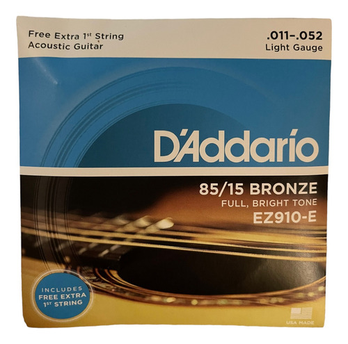 Encordado Daddario Ez910-e Light Bronze 011-052 1ra Extra