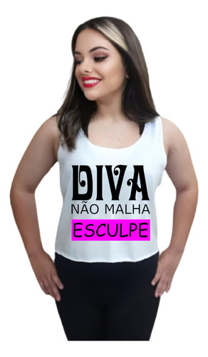 Blusa Academia Feminina Regata Cropped Diva Não Malha Esculp