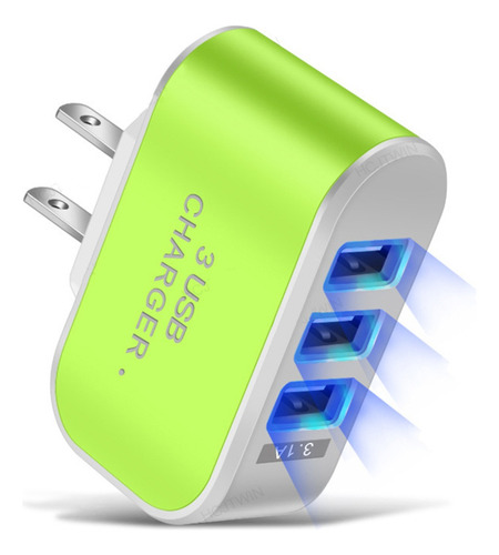 Cargador De 3 Puertos Con Usb Led Multifuncional