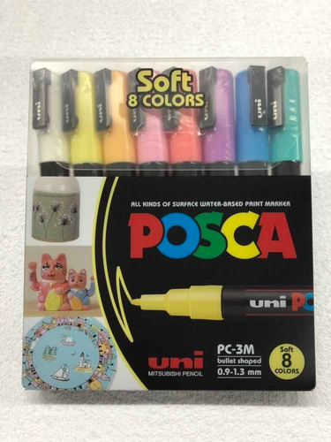 Marcador Uni Posca Pastel Pc3m Pack 8 Colores Soft Colors