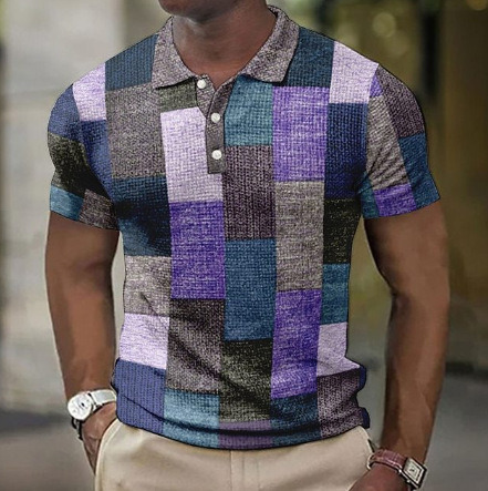 Polo Casual De Hombre Estampado Con Estampado De Rayas