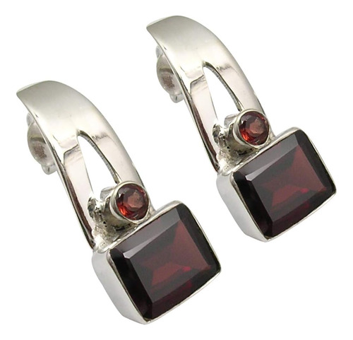 Silverstarjewel 925 Granate De Plata Fina Pendientes De Pied