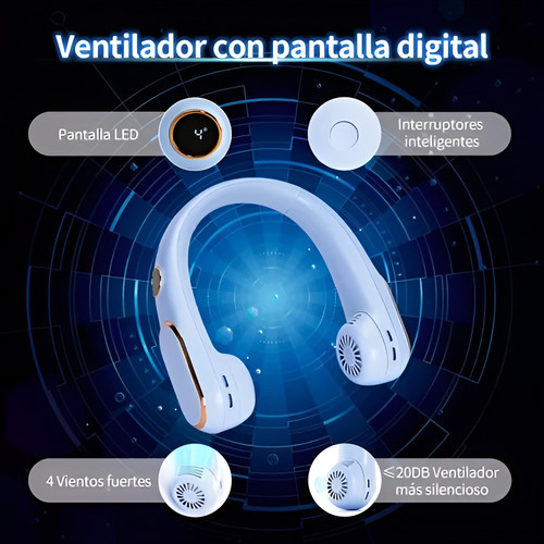 Ventilador De Cuello Colgante Portátil, 4 Modos, Recargable