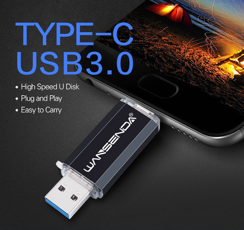 Unidad Flash USB 3.0 de Doble Puerto & USB C OTG Memory Stick Pendrive para Dispositivos Tipo C Android/Mac/PC WANSENDA Memoria USB Tipo C 128GB