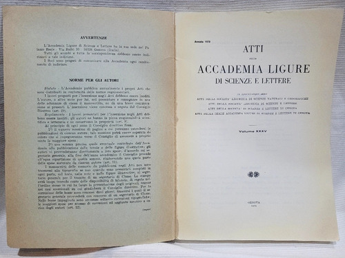 Imagen 4 de 10 de Atti Accademia Ligure Scienze E Lettere Genova Vol 35 1979