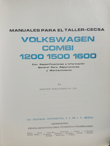 Manual De Mecánica Automotriz Combi Vw 200 (Usado)