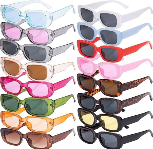 5 Piezas Gafas De Sol Rectangulares Estilo Vintage, Mayoreo Rectangular Varios Diferente Variado