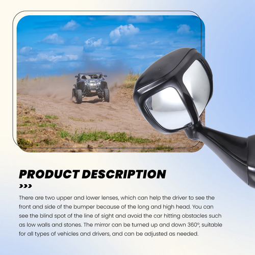 Espejo Retrovisor De Coche, Ajustable, Gran Angular, Trasero