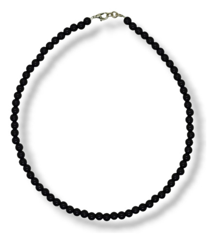 Collar De Perlas Negras 6mm Hombre Mujer