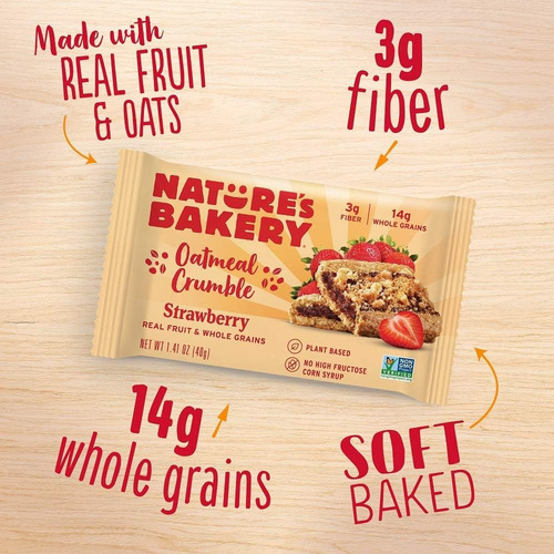 Nature's Bakery Barras Crumble De Avena, Fresa, Fruta Real,