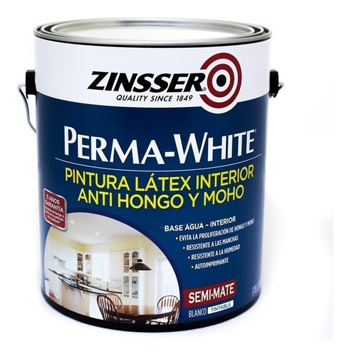 Pintura Antihongos, Perma-white, Zinsser. Semi-mate. 0.9lts