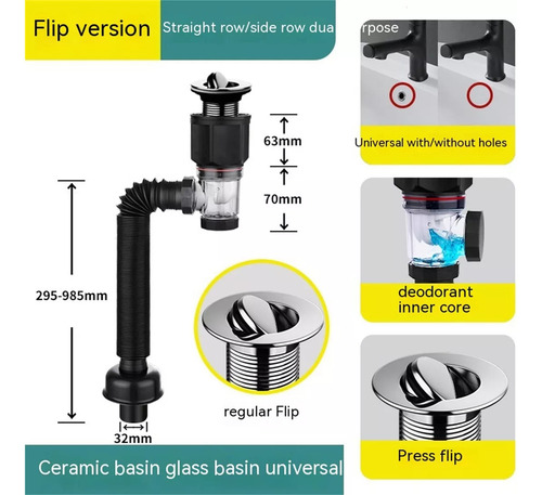 S+ Accesorios De Baño Con Tubos De Drenaje Flexibles X1