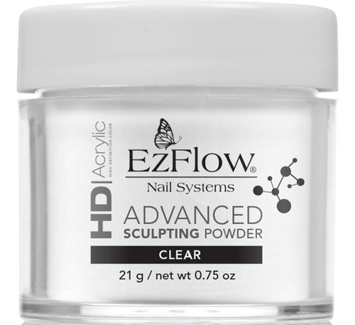 Polimero Polvo Acrilico Uñas Hd Ezflow Clear Powder 21 G