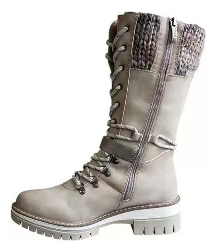 Botas De Nieve Mujer Tac n Grueso Botines Medios Meses sin intereses