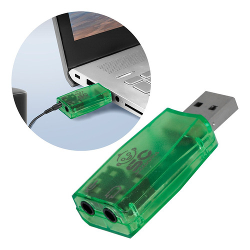 Tarjeta De Sonido Usb Audio 5.1 Canales Pc Laptop Digital 3d Color Verde