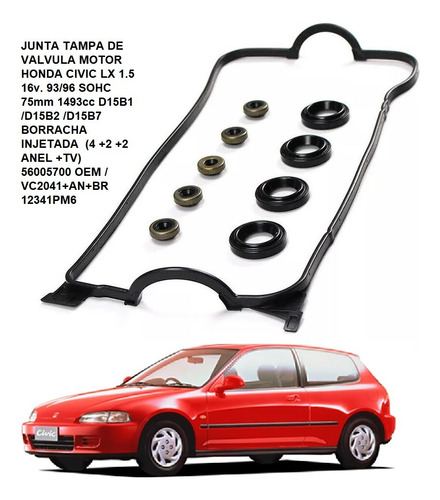 Junta Tampa De Valvula Motor Honda Civic 1.5 16v. Sohc 93/96
