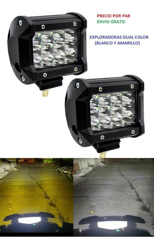 Par Luces Exploradora 12 Led 3600lm Carro Moto Dual Color