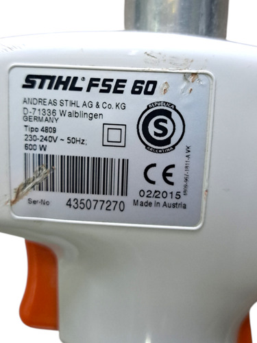Bordeadora Stihl Fse 60 Color Naranja Y Blanco 220v Blanco (Usado)