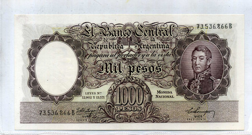 1000 Pesos Moneda Nacional Fragata Bot: 2147a Unc