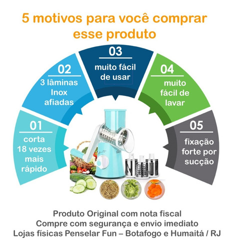 Imagem 4 de 8 de Fatiador Legumes Verduras Vermelho 3 Lâminas Cortador Rala