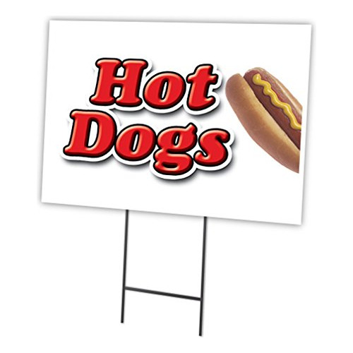 Cartel De Yarda  Hot Dogs  12 X16  Estaca, Plástico Ex...