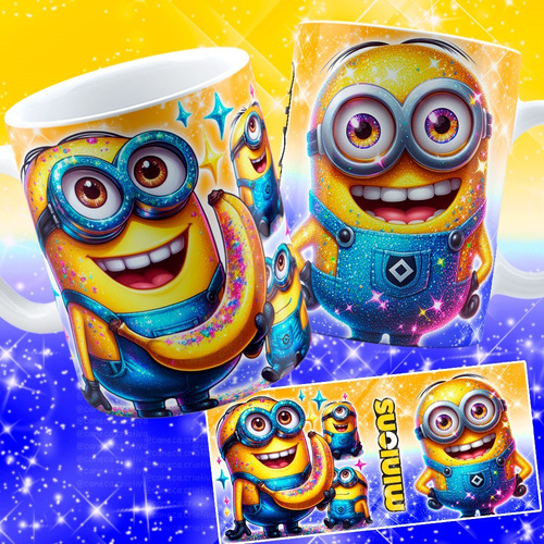 Caneca Apaixonante Minions Com Arte Efeito 3d Coleção