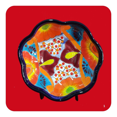 Tazón Calabaza De Cerámica Tipo Talavera 16 Cm 400 Ml 1 Pza