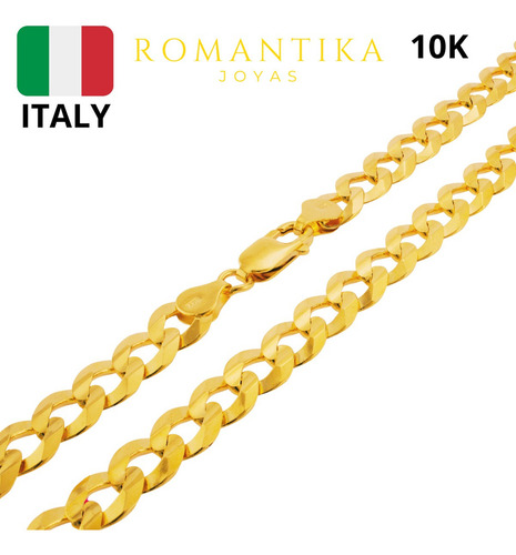 Cadena Barbada Cubana Cuban Oro 10k Kilates 65cm 8mm Italy Color Dorado