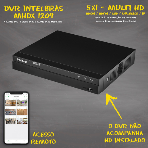 Imagem 2 de 6 de Kit 2 Cameras Seguranca 2mp Full Hd Dvr Intelbras 1104 S/ Hd