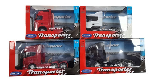 Set De 4 Camiones Welly Escala 1:32 Volvo Y Scania 