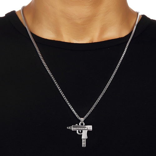 Collar con colgante Uzi Supreme Silver Weapon, color plateado