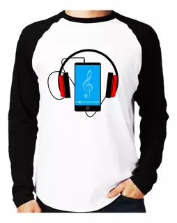 Camiseta Raglan Headphone Smartphone Longa