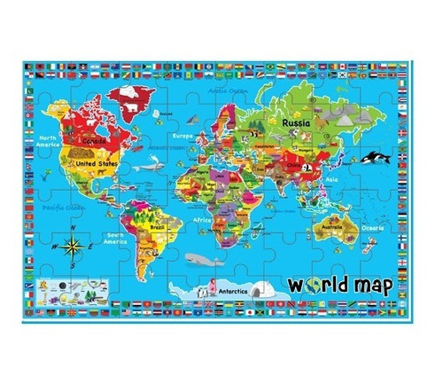 Alfombra Infantil Goma Eva Encastrable Mapa Del Mundo 48 Pcs